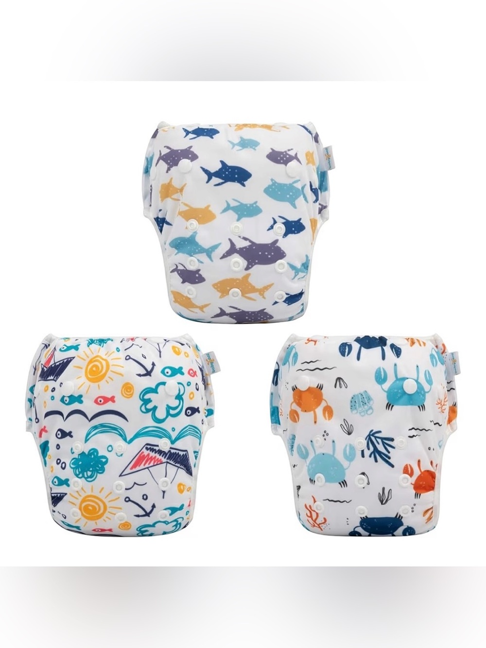 3 Pack Reusable Swim Diapers Large 8M-3T Waterproof Adjustable Washable
